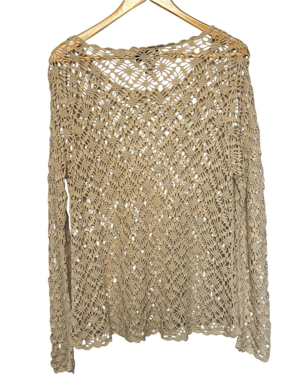 Pursuits Ltd Hand Crochet Linen Cotton Blend Open Knit Sweater Boho XL - Picture 6 of 6